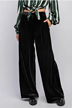 Stretch Wide Leg Velvet Pants