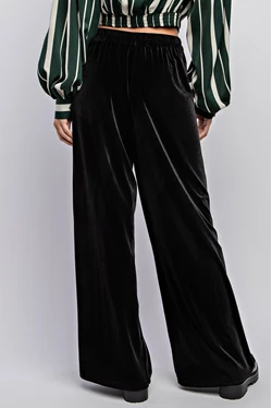 Stretch Wide Leg Velvet Pants