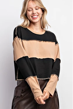 Color Block French Terry Top
