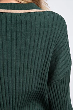 Collared V-Neck Polo Sweater - Multiple Colors