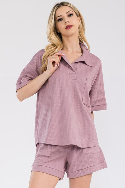 Mulberry Textured Two Piece Set