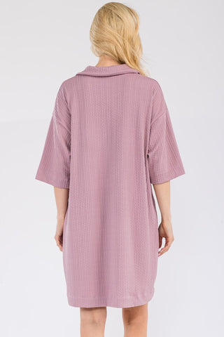 Mulberry Textured Collared Oversized Shirt Dress