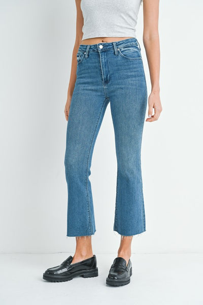 Just Black Denim High Rise Crop Flare - Medium Denim