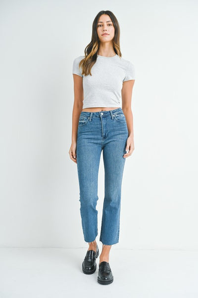 Just Black Denim High Rise Crop Flare - Medium Denim
