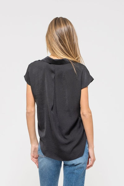 Drop Shoulder Button Up Top