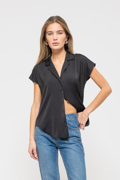 Drop Shoulder Button Up Top