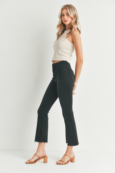 Just Black Denim High Rise Crop Flare - Black
