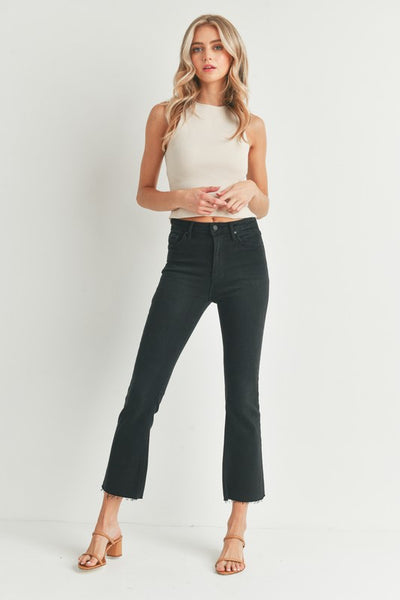 Just Black Denim High Rise Crop Flare - Black