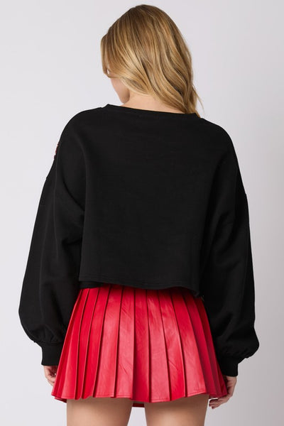 Christmas Ornaments Sequin Cropped Sweatshirt