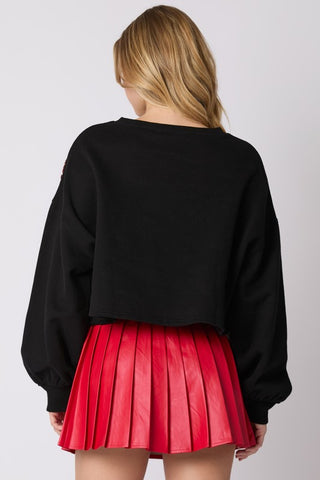 Christmas Ornaments Sequin Cropped Sweatshirt