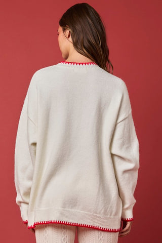 Hand Stitched Reindeer Sweater