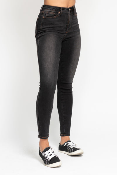 Judy Blue High Rise Tummy Control Black Wash Skinny Jeans