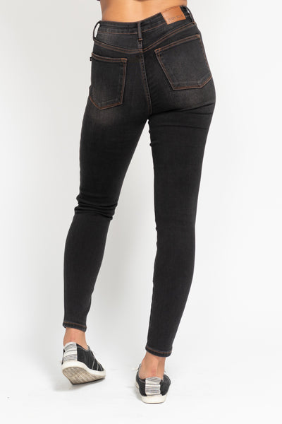 Judy Blue High Rise Tummy Control Black Wash Skinny Jeans