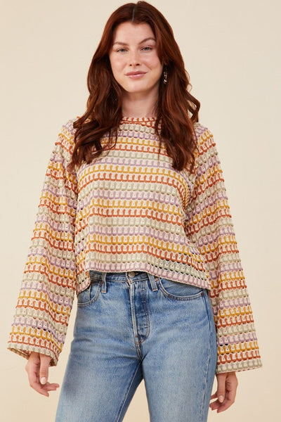Multi Color Loose Knit Relaxed Top