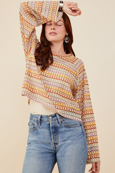 Multi Color Loose Knit Relaxed Top