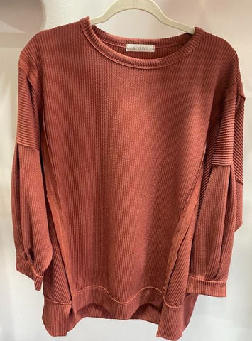 Ribbed Marsala Tunic Top