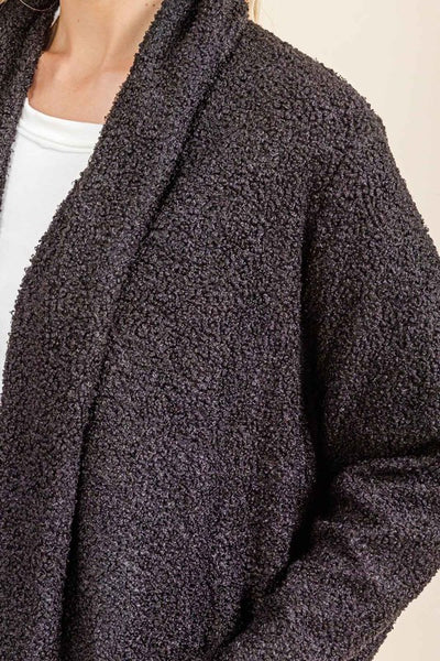 Teddy Coat Cardigan- Black