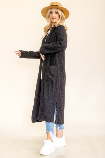 Teddy Coat Cardigan- Black