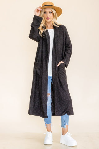 Teddy Coat Cardigan- Black