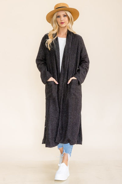 Teddy Coat Cardigan- Black