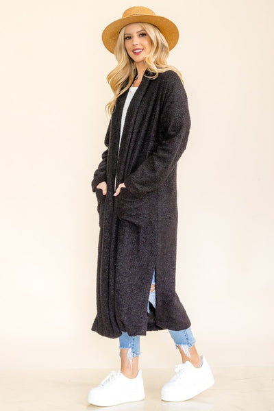 Teddy Coat Cardigan- Black