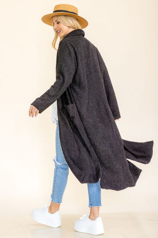 Teddy Coat Cardigan- Black