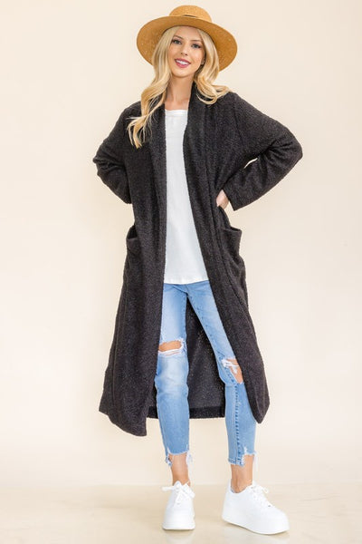Teddy Coat Cardigan- Black