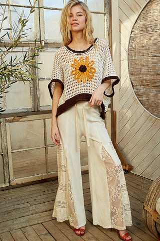 Sunflower Crochet Sweater Top