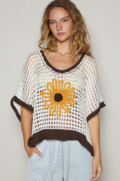 Sunflower Crochet Sweater Top