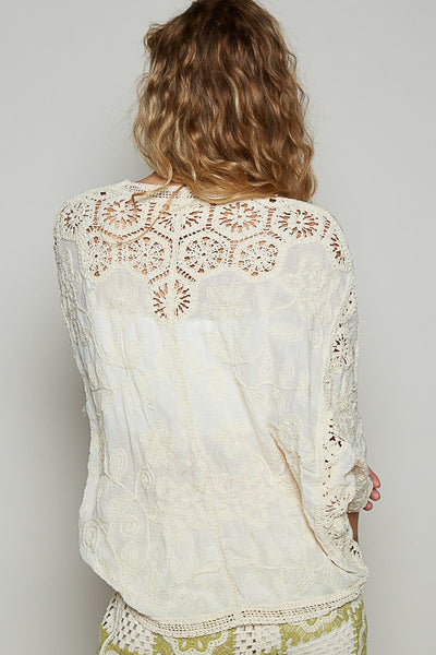 Crochet Woven Cardigan Top