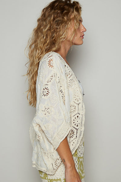 Crochet Woven Cardigan Top