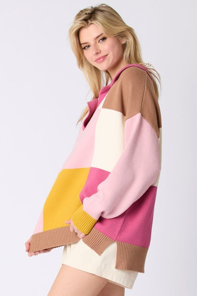 Oversized Color Block Collard Top