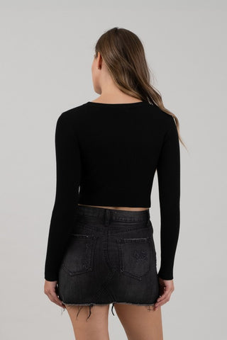 Long Sleeve Knit Crop Sweater Top