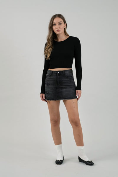 Long Sleeve Knit Crop Sweater Top