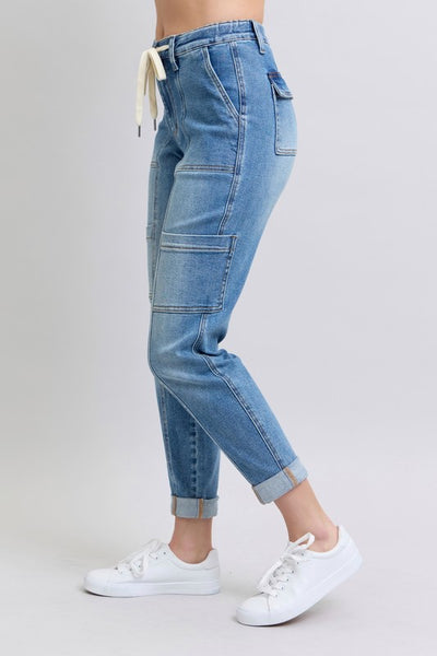 Judy Blue Cuffed Cargo Jeans With Drawstring