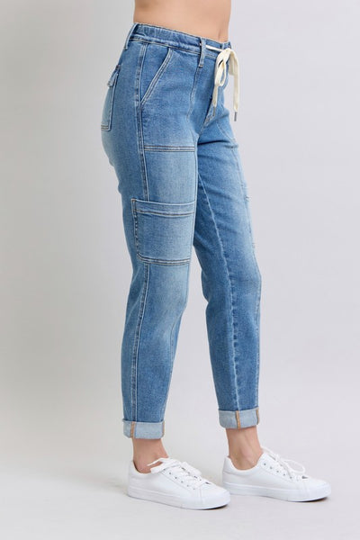 Judy Blue Cuffed Cargo Jeans With Drawstring