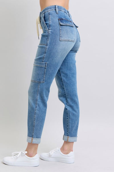 Judy Blue Cuffed Cargo Jeans With Drawstring