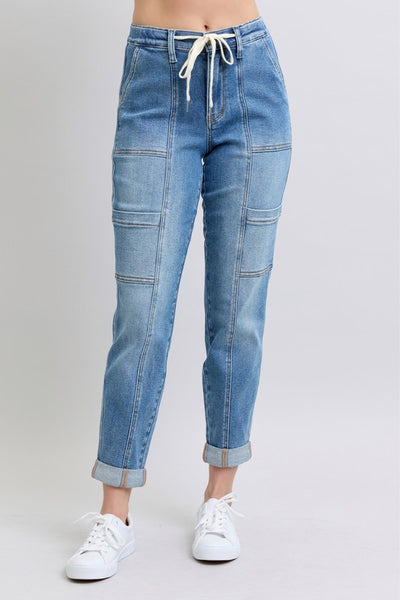Judy Blue Cuffed Cargo Jeans With Drawstring