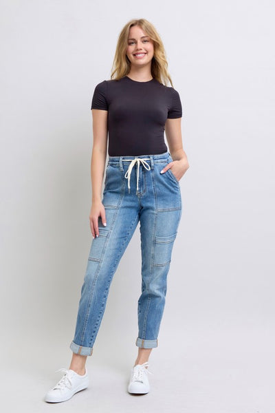 Judy Blue Cuffed Cargo Jeans With Drawstring