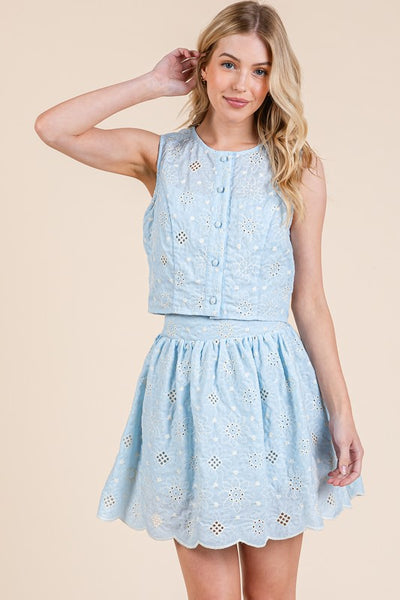 Eyelet Lace Floral 2-Piece Set