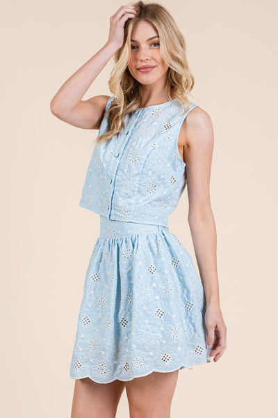 Eyelet Lace Floral 2-Piece Set