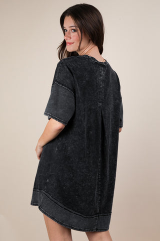 Mineral Washed Dress - Black