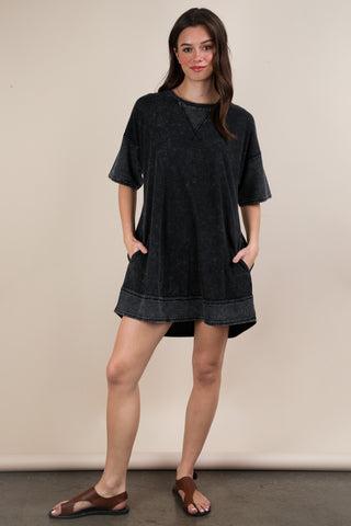 Mineral Washed Dress - Black