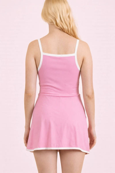 VERY J - ND32134-Front Slit Activewear Mini Dress W/ Inside Shorts