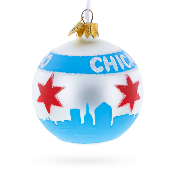 Chicago Flag Glass Ornament