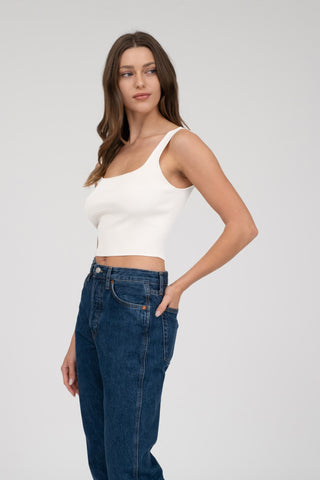 Sleeveless Sweater Knit Cropped Tank Top