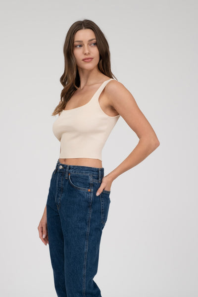 Sleeveless Sweater Knit Cropped Tank Top