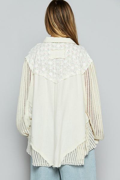 Cotton Gauze And Lace Foral Mix Jacket