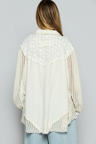 Cotton Gauze And Lace Foral Mix Jacket