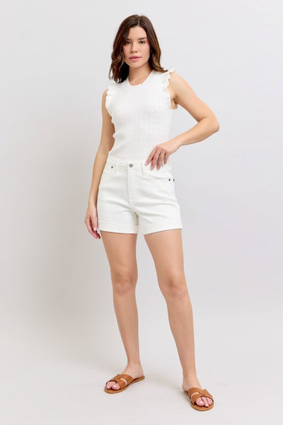 Judy Blue High Waisted Black White Denim Shorts